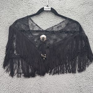 Vintage Womens Black Lace Shaw